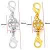 A set of five magnetic lobster claw clasps for jewelry making, shown in silver and gold finishes.