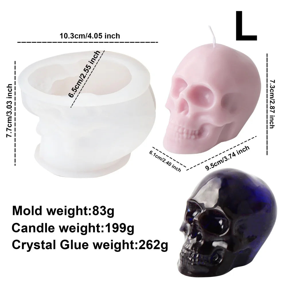 3D Skull Silicone Mold for Candle Making & Resin Crafts