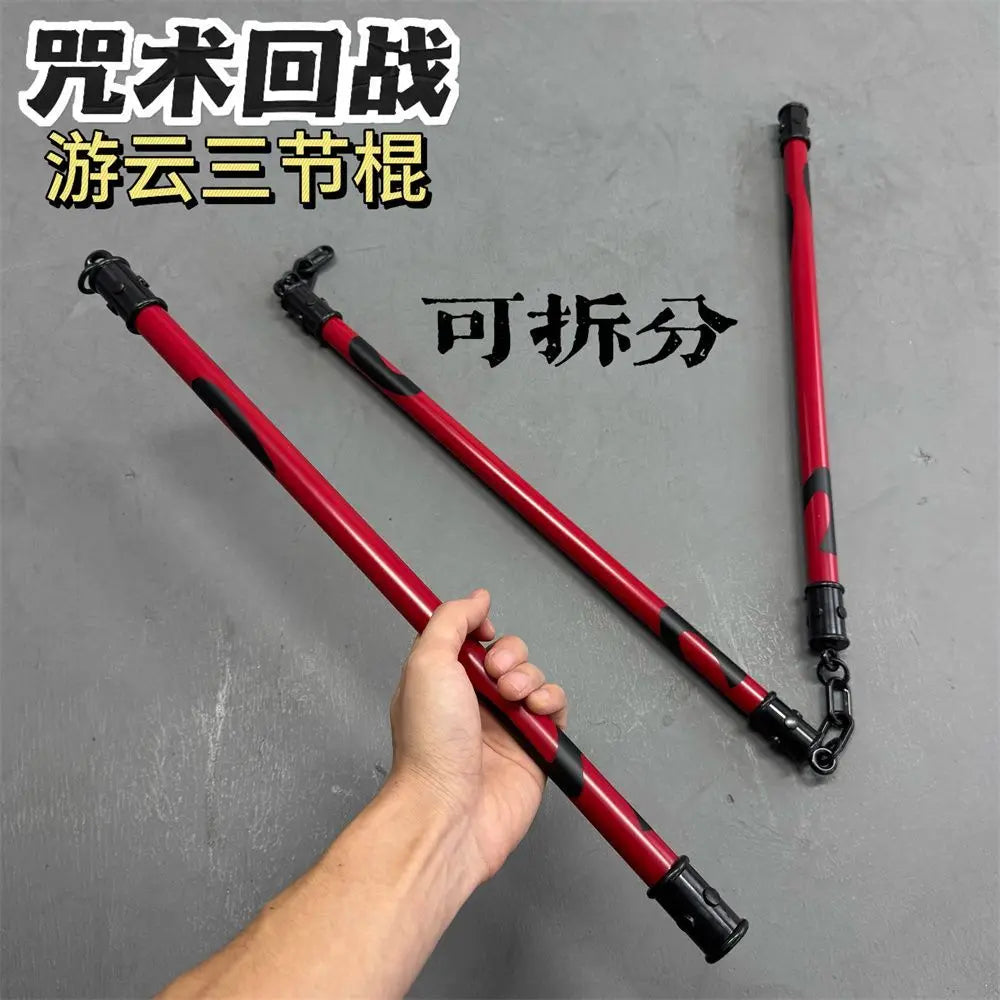 A red and black cosplay prop, described as Maki Zenin Playful Cloud, is shown being held by a hand.