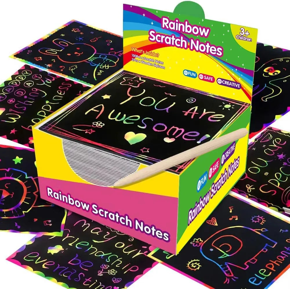 Rainbow Scratch Paper Art Set with Bamboo Stylus