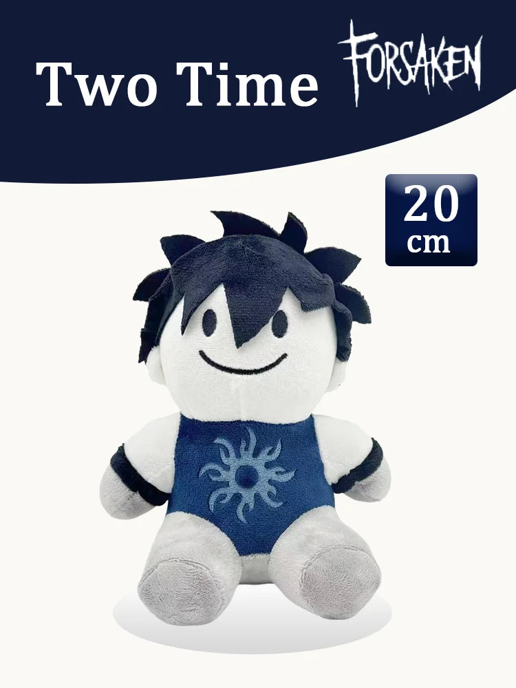A dark blue plush toy resembling a character from the Forsaken game, measuring 20 cm.
