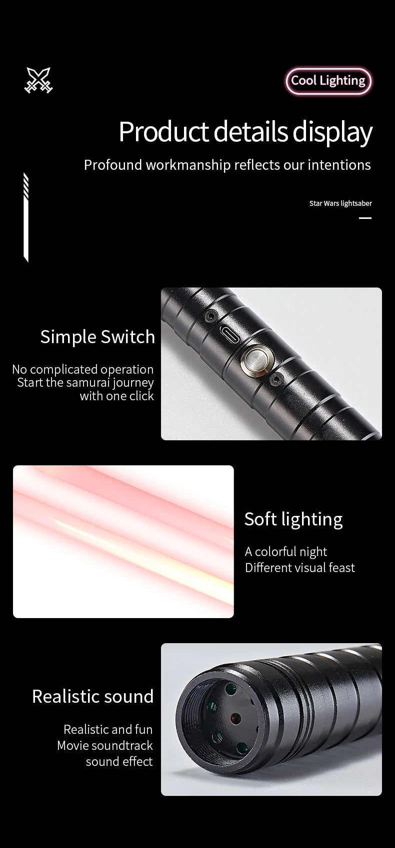 RGB Metal Lightsaber with 7 Color Modes and Sound Effects