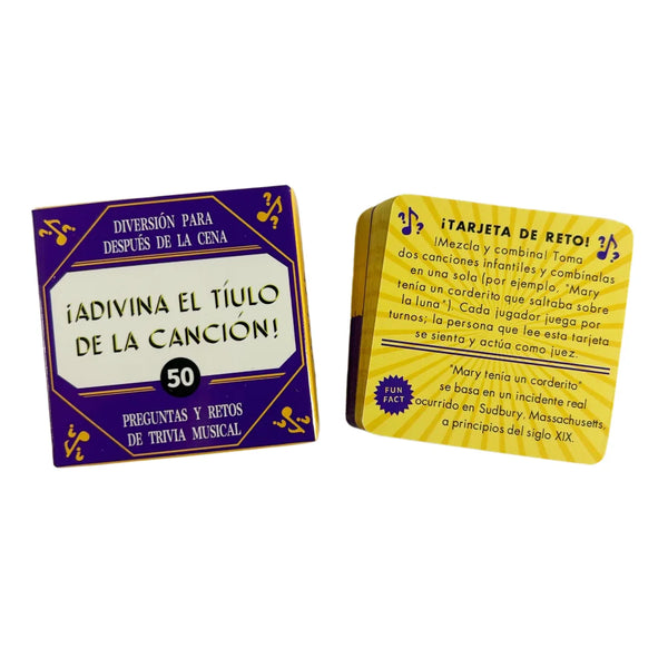 Un jeu de cartes jaune intitulé '¡Tarjeta de Reto!' avec une description de Mary et d'un couloir.