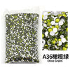 Bag of A36 resin glass rhinestones in olive green color