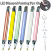 LED Diamond Painting Pen Kit with Multifunctional Tips and Magnifying Glass