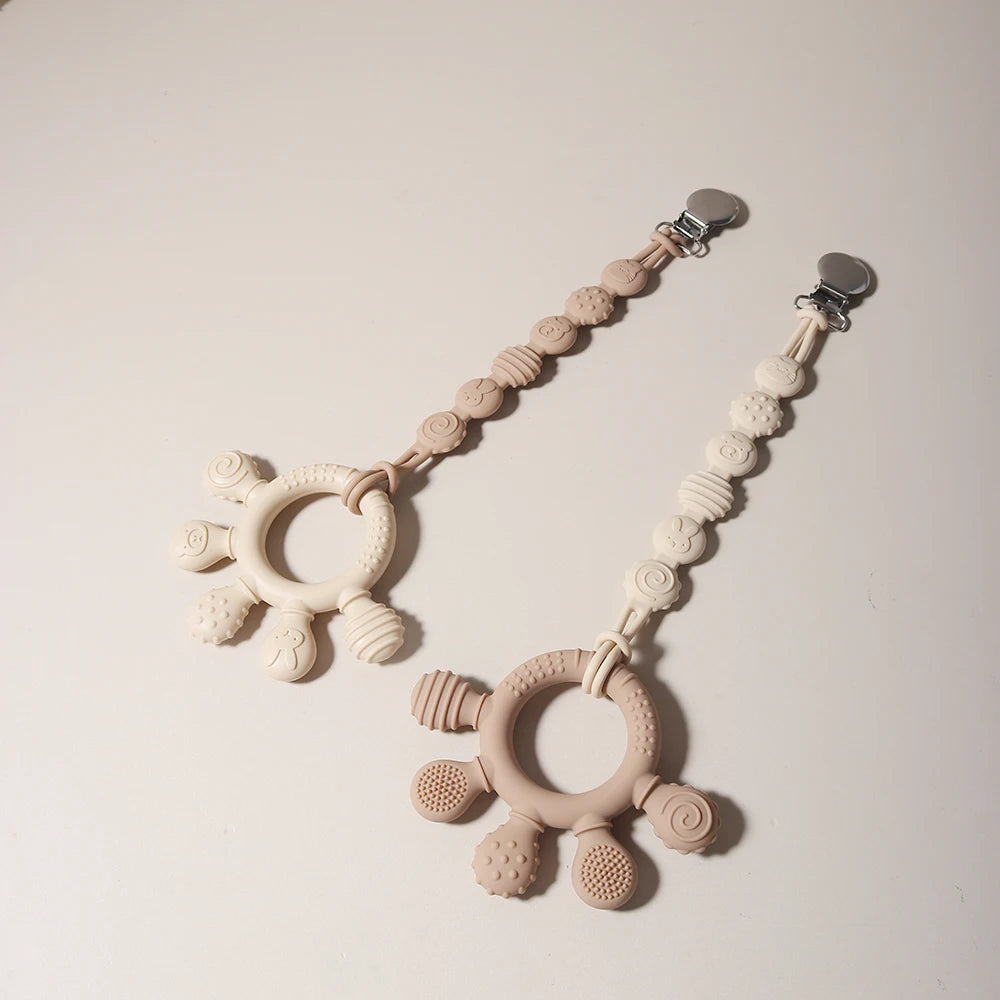 3-in-1 Silicone Pacifier Clip with Adorable Cartoon Animal Design