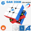 Puzzle cube GAN 356M Lite bleu et rouge avec logo blanc et emballage cadeau.