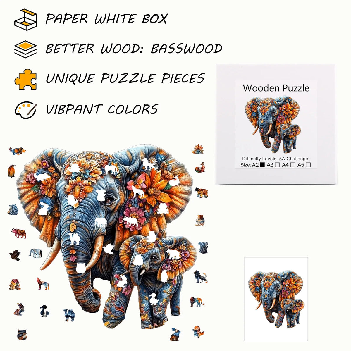 Premium Wooden Jigsaw Puzzle – Villa Peacock Owl Landscape
