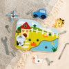 Farm Animal Wooden Screw Puzzle Toy Set with Child-Safe Tools