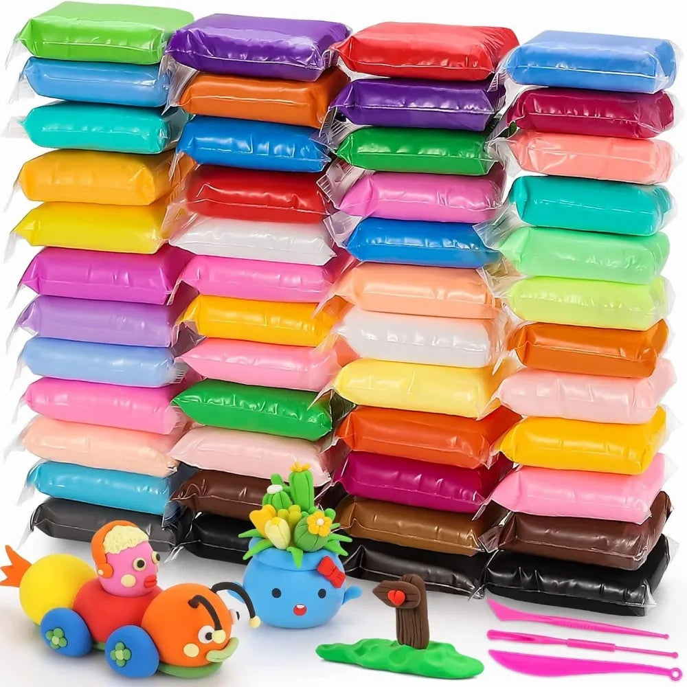 48-Color Air Dry Modeling Clay Set with Tools for Kids