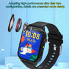 A black smart watch is shown with a clear lens camera, displaying the time 10:08 on a light blue background.