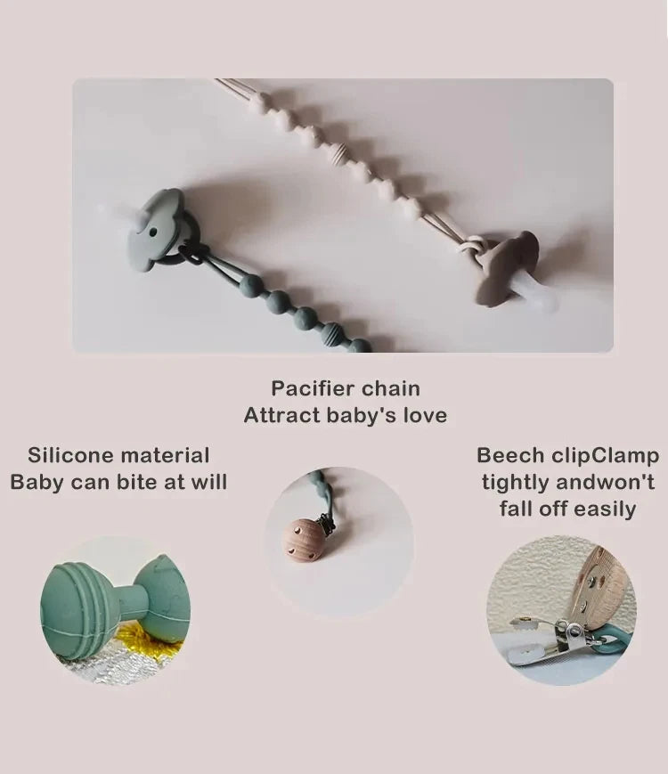 Silicone Baby Pacifier Clip with Teether