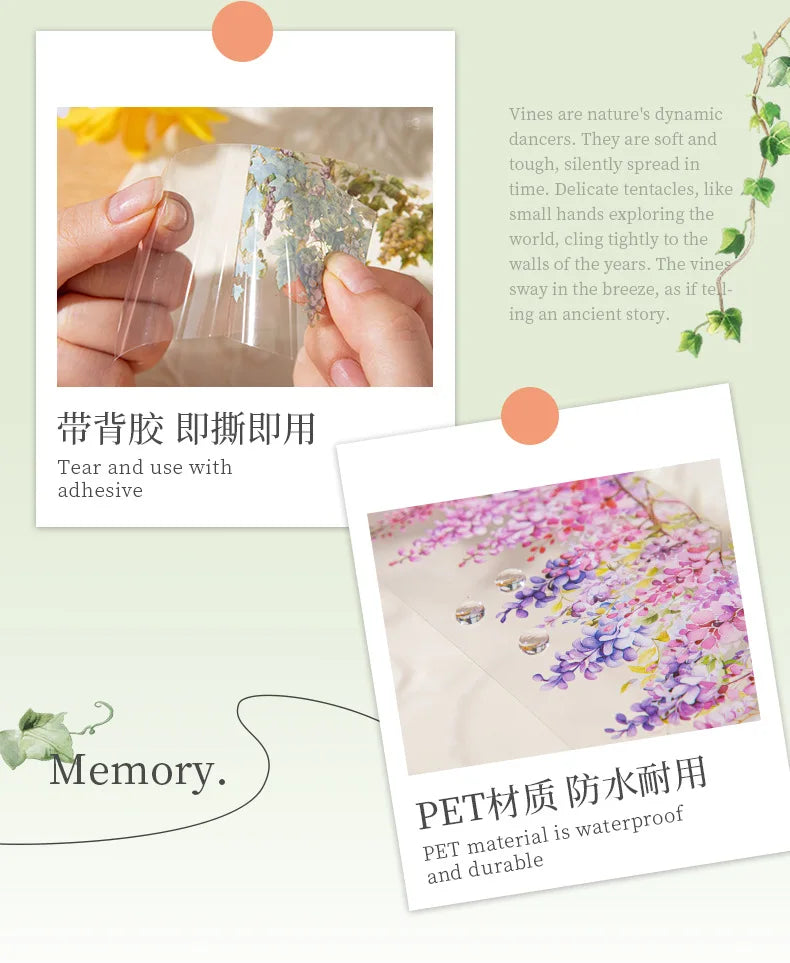 Fresh Vine-themed PET Decorative Tape Roll for Journaling & Crafting