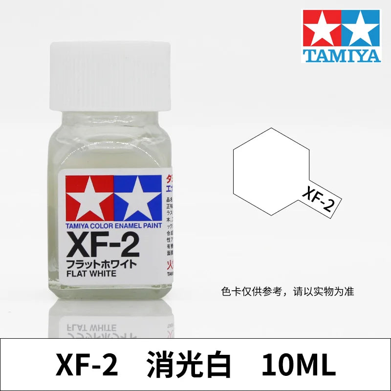 Tamiy Type XF-2 flat white enamel paint in a glass bottle labeled for model building.