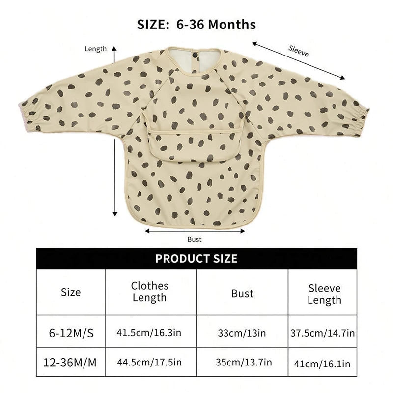Waterproof Long-Sleeve Art Smock Bib for Toddlers