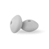 Two smooth, oval silicone lentil beads shaped like an abacus for jewelry making.