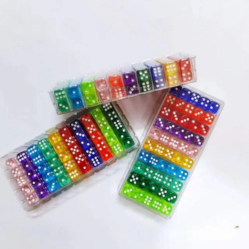 Acrylic Dice Set – 100 Colorful 14mm Dice for Games, Parties & Learning