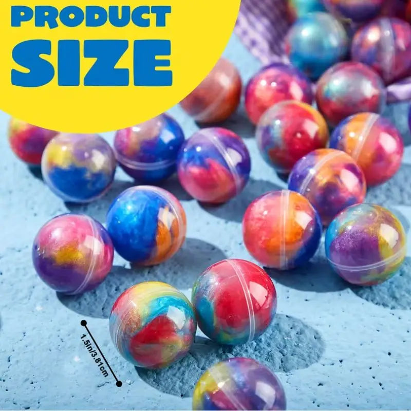 A close-up of colorful, glossy slime balls in various vibrant colors and shades.