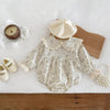 Baby Girls Lace-Trim Cotton Romper with Floral Details