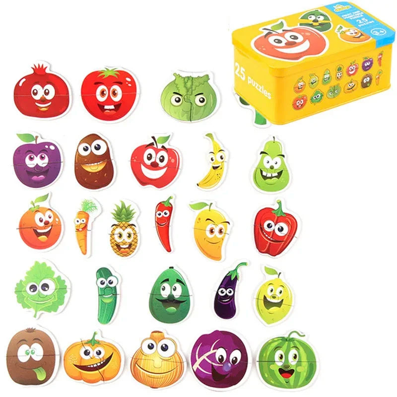 Montessori Wooden Animal Puzzle Set with Storage Box
