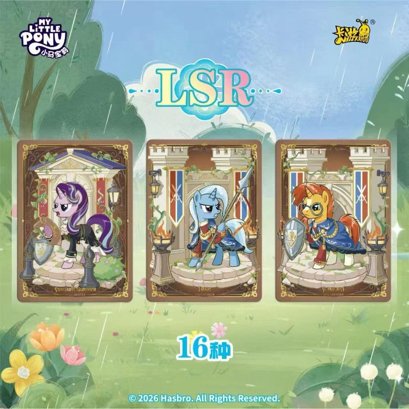A set of twelve My Little Pony cards featuring characters from the LSR collection, displayed against a green outdoor backgrou