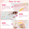 Instructions for using a DIY 3D Sticker Scene Book craft kit showing steps to tear pages and paste them onto a template