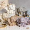 A collection of cute elephant silicone molds in various colors and finishes used for candle soap and resin crafts.