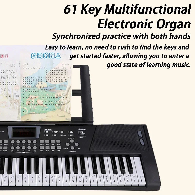 61-Key Portable Electronic Keyboard for Kids with Teaching Features