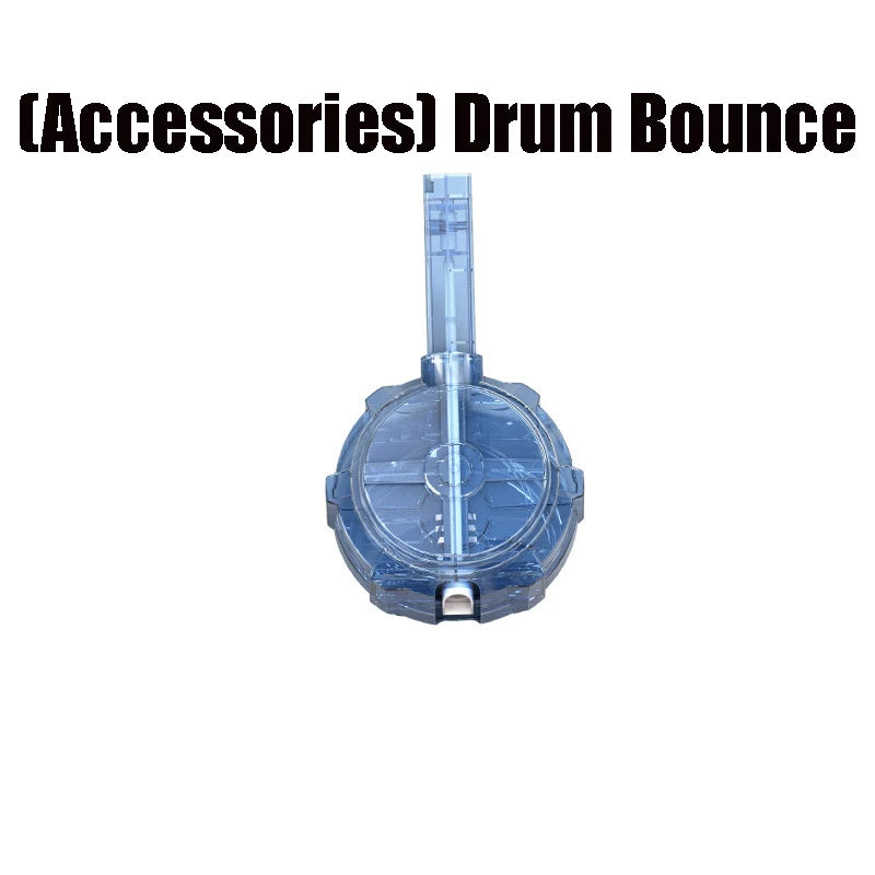 A clear plastic drum magazine for an electric automatic water gun.