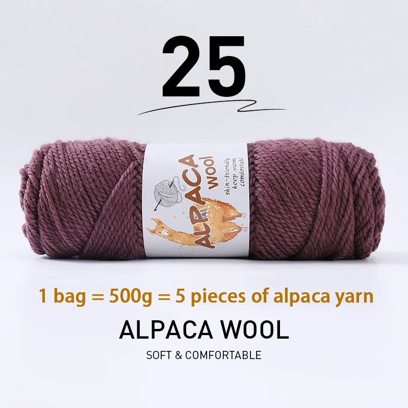 Luxurious Alpaca Wool Blend Yarn — 500g Thick Knitting Yarn