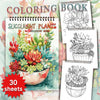 A coloring book featuring illustrations of succulent plants for adult coloring.