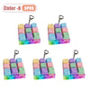 Five colorful LED keyboard keycap fidget lockets with metal clasps for stress relief