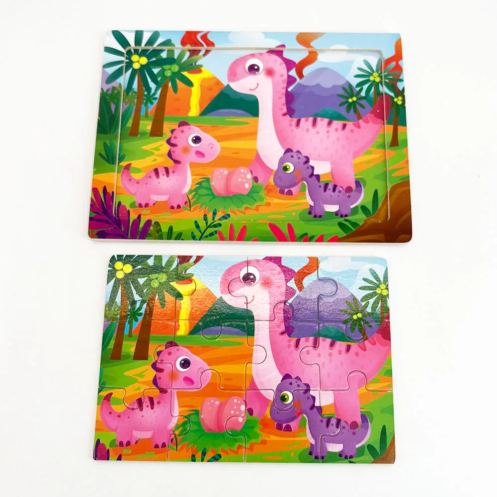 Wooden Animal Jigsaw Puzzles for Toddlers (Set of 12)