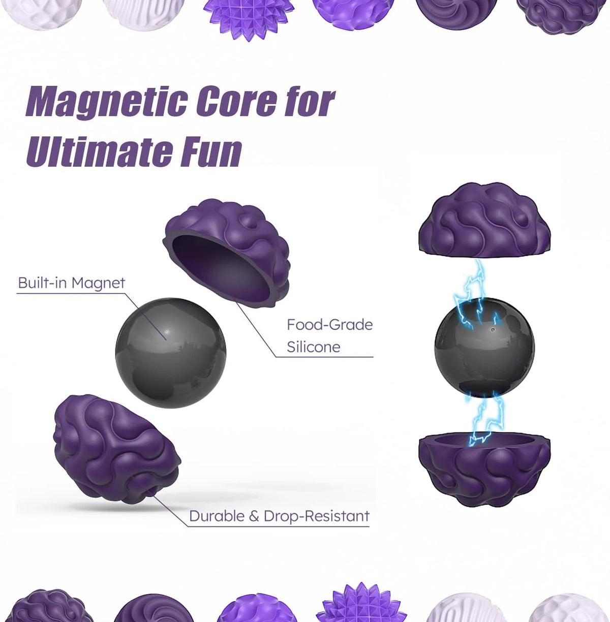 Magnetic Sensory Fidget Balls with Silicone Shell
