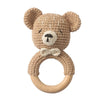 Crochet Bunny Rattle & Teether Toy with Wooden Ring