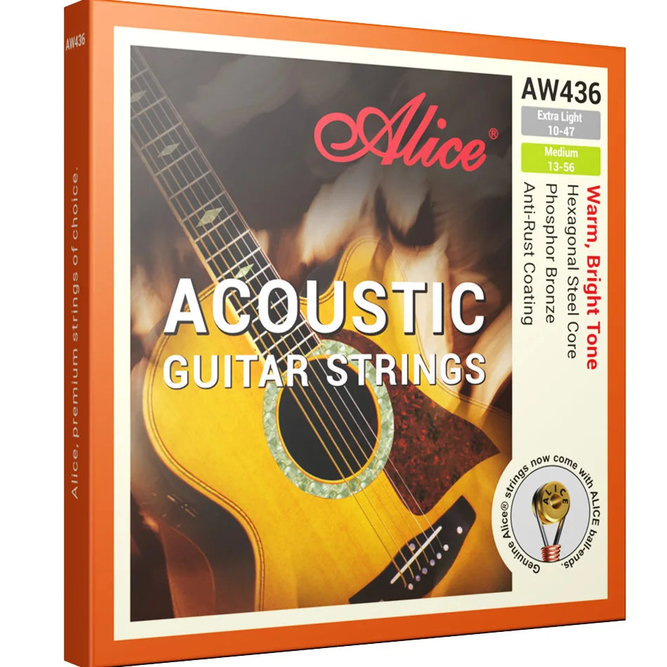 Box of Alice AW436 Extra Light Medium Acoustic Guitar Strings in Phosphor Bronze with Anti-Rust Coating