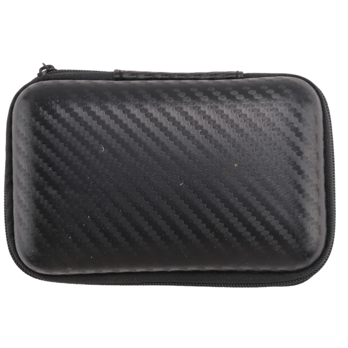 Black portable voice changer microphone with a textured surface and zippered case.