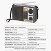Black multi band radio with solar charging capabilities and Bluetooth features