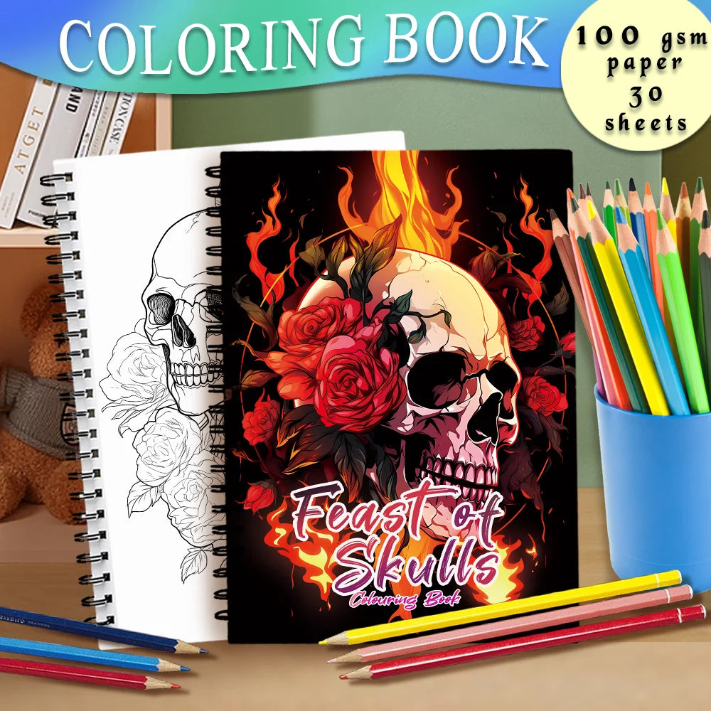 Spiral-Bound Adult Coloring Book – 30 Sheets of Premium Thick Paper