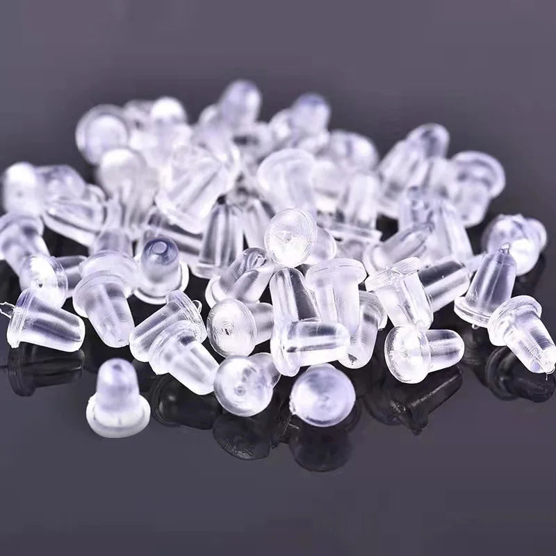 Clear Silicone Earring Backs for Stud Earrings (Pack of 50)