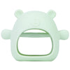 Diente de silicona verde claro en forma de oso para bebés.