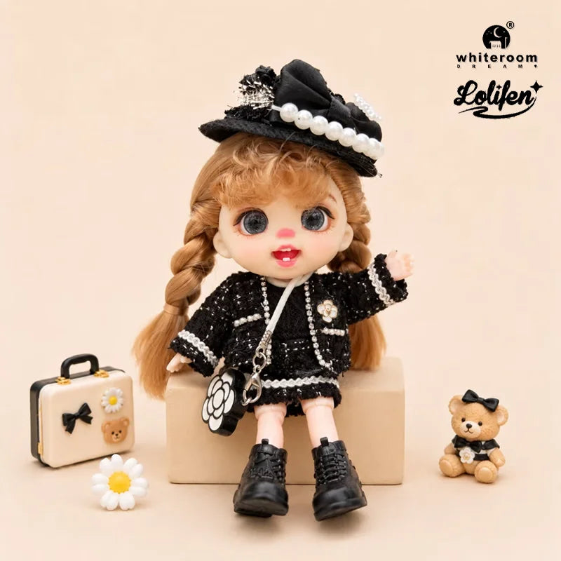 Coco Elegant Girl 13cm Articulated BJD Doll with Phone Lanyard & Replaceable Eyes