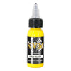 A bottle of lemon yellow tattoo ink for permanent makeup and body art