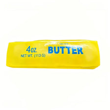 Yellow salted butter squishy stress relief toy with 4oz net weight
