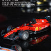 A red 1:64 formula racing remote control car is shown with wheels and chassis details.