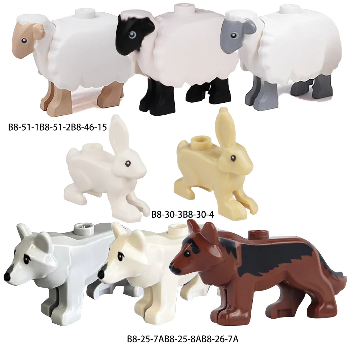 A set of marine animal building blocks featuring a shark, octopus, whale, and other sea creatures.