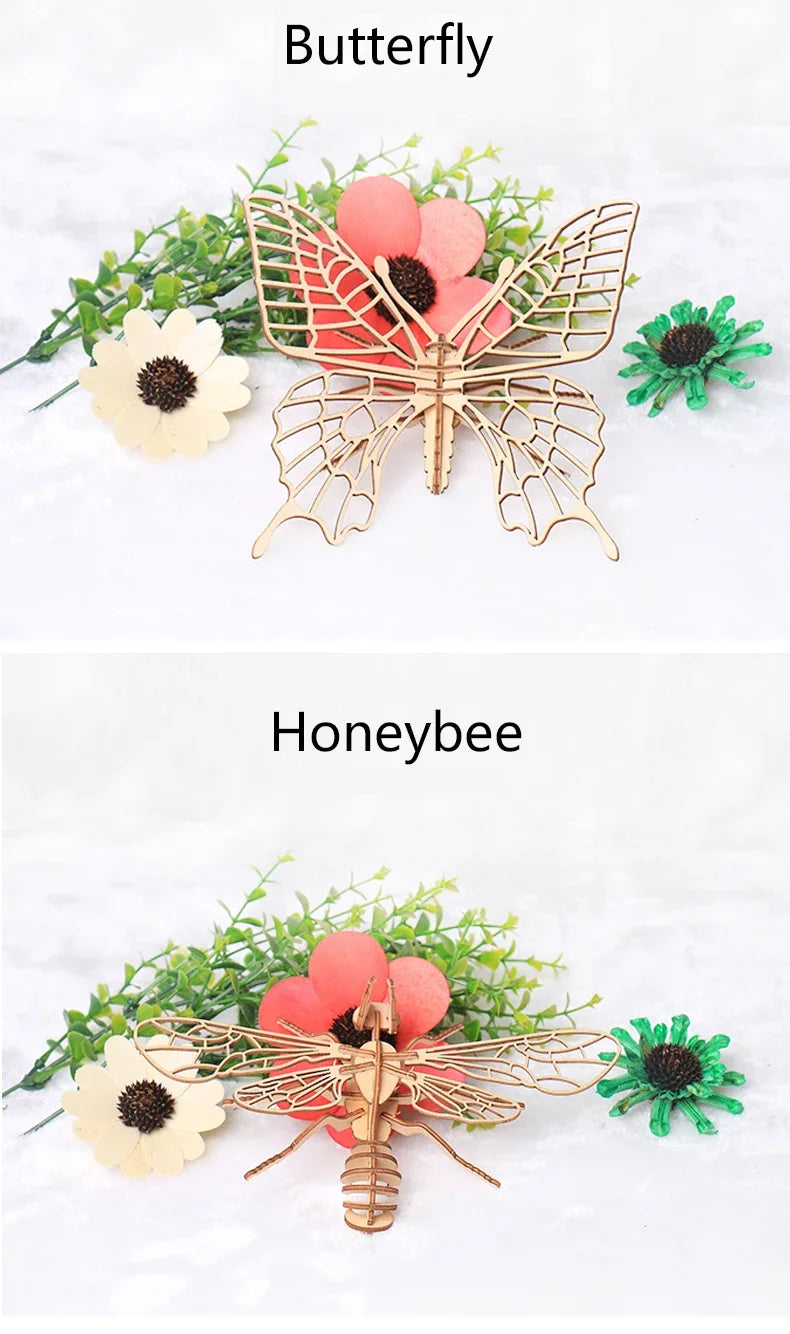 Wooden 3D Insect Puzzle Kit – Butterfly, Bee, Scorpion & More