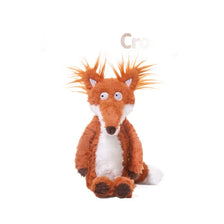 An adorable orange fox plushie with fluffy ears and white chest, sitting on a white background.