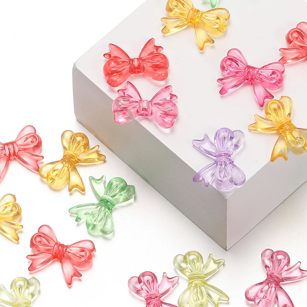 Multicolor Transparent Bow Acrylic Beads for DIY Jewelry Making
