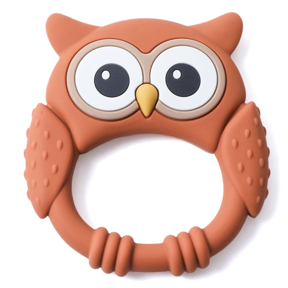 Owl Silicone Baby Teether with Rattle